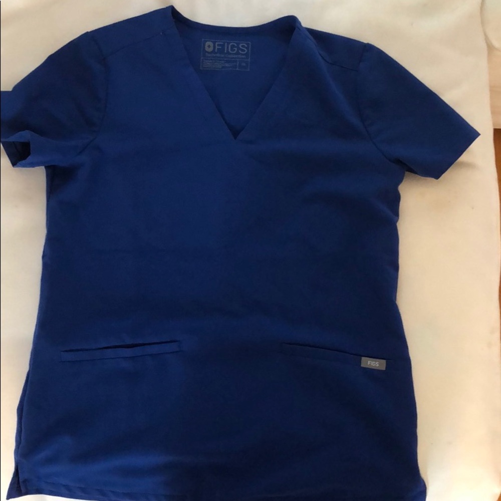 #3 Figs XS Winning Blue Casma Scrub Top